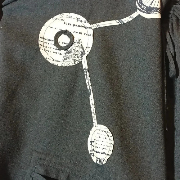 Streetwear newsprint lagenlook dress jacket top oversized novelty M - Picture 4 of 9